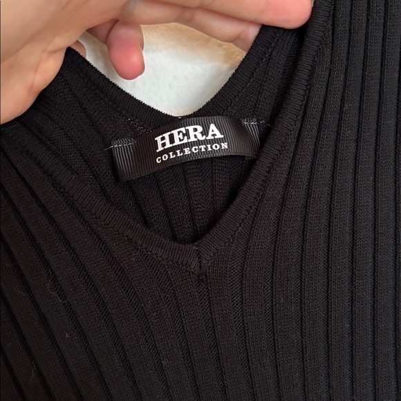 Hera Collection Black Long Sleeve Form Fitting Ribbed Bodycon Dress small - Picture 4 of 5